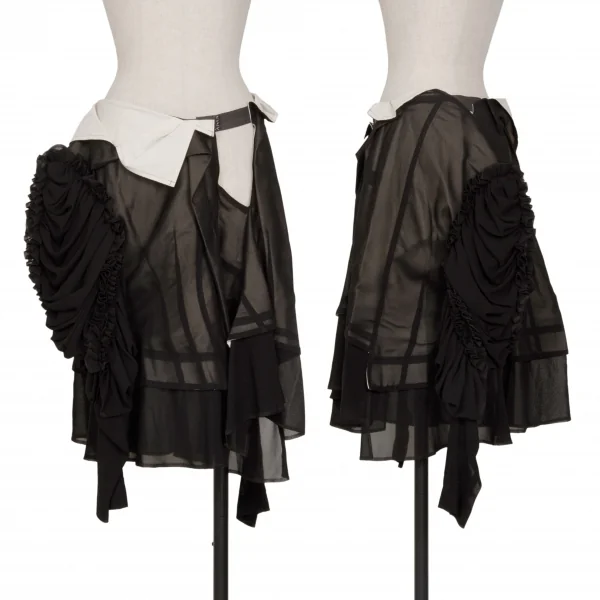 COMME des GARCONS Chiffon Sleeves Pasted Asymmetry Skirt Black S-M K-130944_001