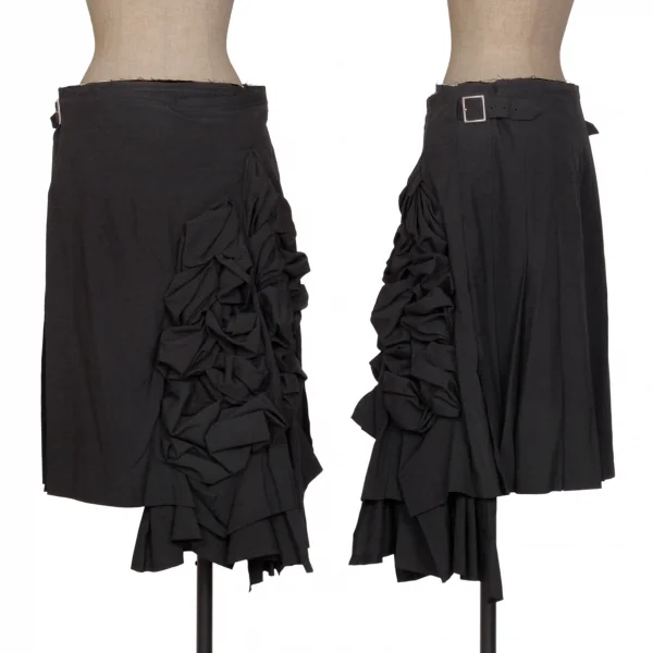 COMME des GARCONS Gather Switching Wool Wrap Skirt Black M K-130948_001