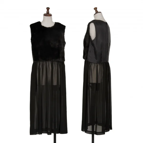 robe de chambre COMME des GARCONS Faux Fur See-through Dress Black L K-130955_001