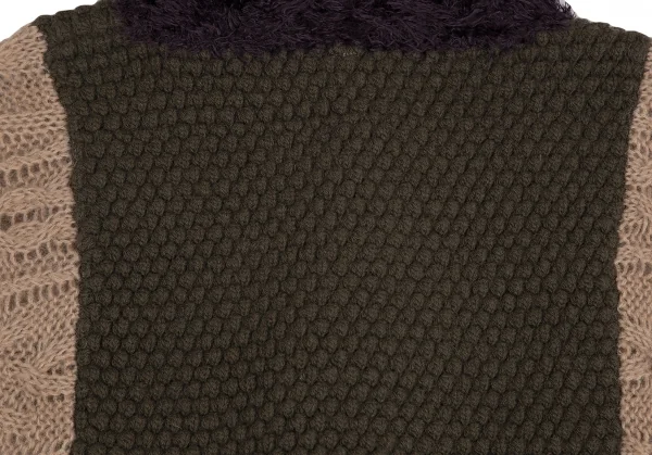 スナオクワハラsunao kuwahara パターン切替フーディーニットカーディガン モカオリーブM K-130959_011