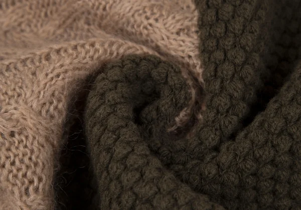 スナオクワハラsunao kuwahara パターン切替フーディーニットカーディガン モカオリーブM K-130959_013