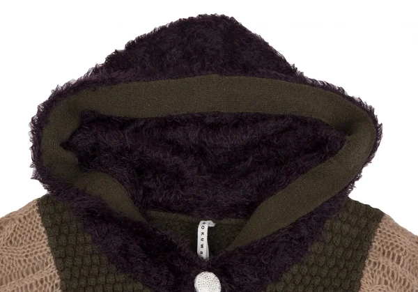 スナオクワハラsunao kuwahara パターン切替フーディーニットカーディガン モカオリーブM K-130959_004