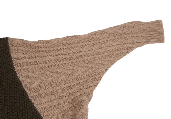 スナオクワハラsunao kuwahara パターン切替フーディーニットカーディガン モカオリーブM K-130959_006