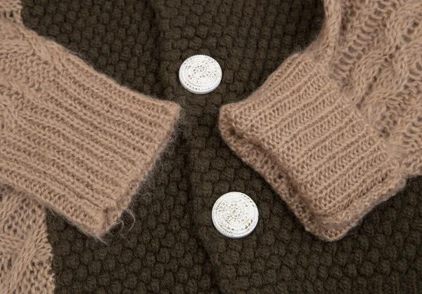 スナオクワハラsunao kuwahara パターン切替フーディーニットカーディガン モカオリーブM K-130959_007