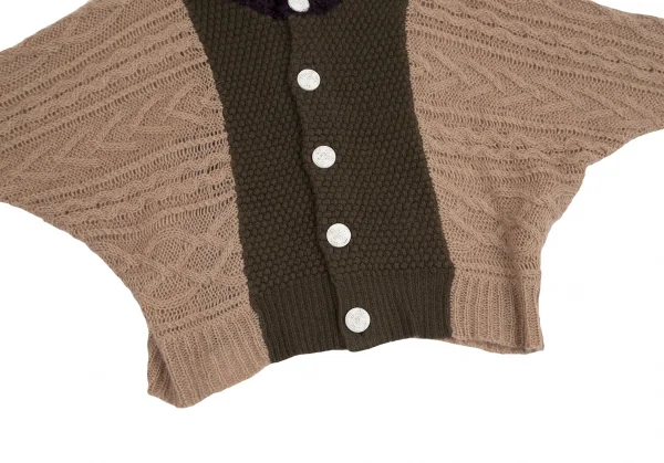 スナオクワハラsunao kuwahara パターン切替フーディーニットカーディガン モカオリーブM K-130959_008