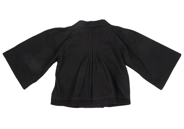 スナオクワハラsunao kuwahara ウール混フロントギャザーデザインワイドスリーブジャケット 黒M K-130962_012