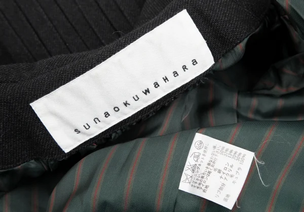 スナオクワハラsunao kuwahara ウール混フロントギャザーデザインワイドスリーブジャケット 黒M K-130962_016