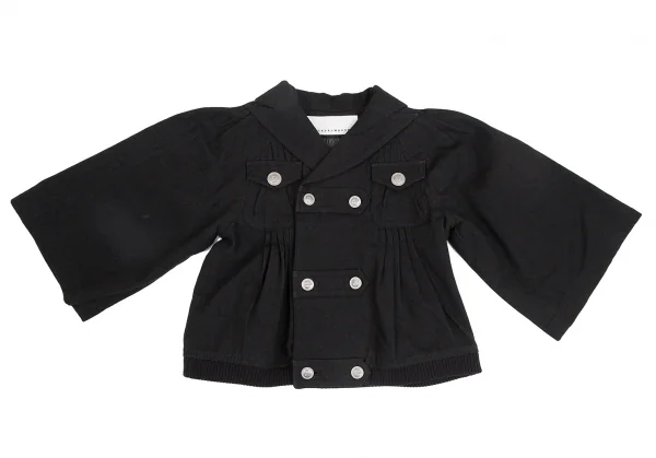 スナオクワハラsunao kuwahara ウール混フロントギャザーデザインワイドスリーブジャケット 黒M K-130962_002