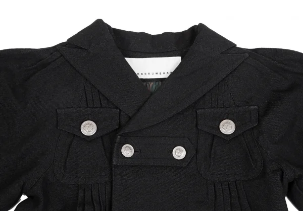 スナオクワハラsunao kuwahara ウール混フロントギャザーデザインワイドスリーブジャケット 黒M K-130962_003