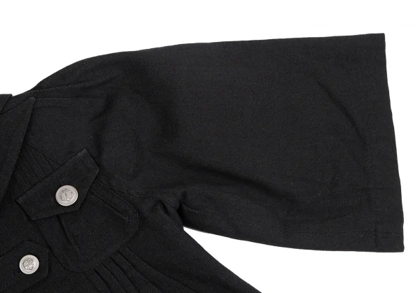 スナオクワハラsunao kuwahara ウール混フロントギャザーデザインワイドスリーブジャケット 黒M K-130962_007