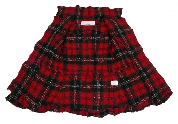 スナオクワハラsunao kuwahara 縮絨チェックニットジャケット 赤緑M位 K-130966_010