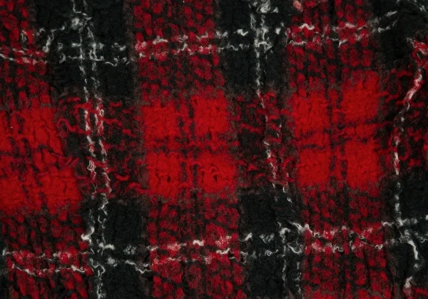 スナオクワハラsunao kuwahara 縮絨チェックニットジャケット 赤緑M位 K-130966_012