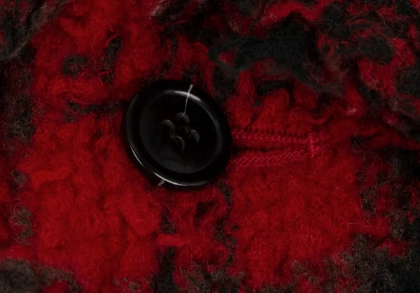 スナオクワハラsunao kuwahara 縮絨チェックニットジャケット 赤緑M位 K-130966_005