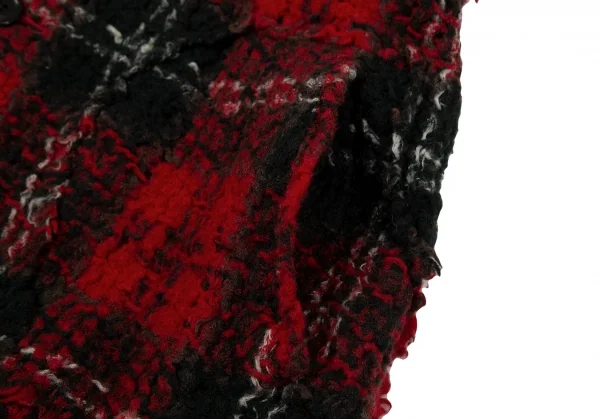 スナオクワハラsunao kuwahara 縮絨チェックニットジャケット 赤緑M位 K-130966_009