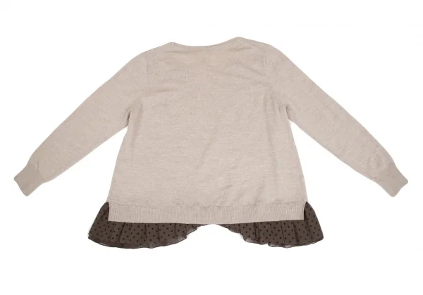 スナオクワハラsunao kuwahara ウール裾ドットフリルチュールレイヤードニットセーター ベージュM K-130975_011