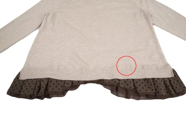 スナオクワハラsunao kuwahara ウール裾ドットフリルチュールレイヤードニットセーター ベージュM K-130975_006