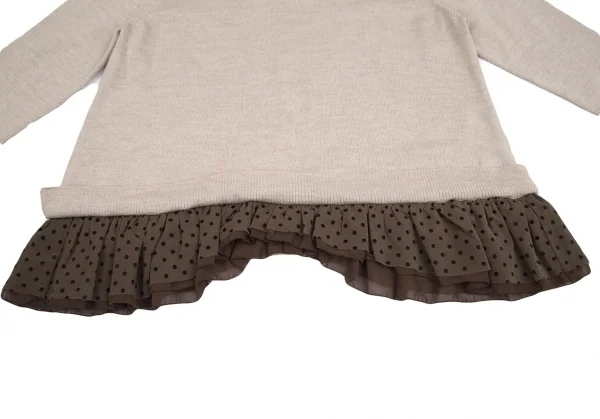スナオクワハラsunao kuwahara ウール裾ドットフリルチュールレイヤードニットセーター ベージュM K-130975_008
