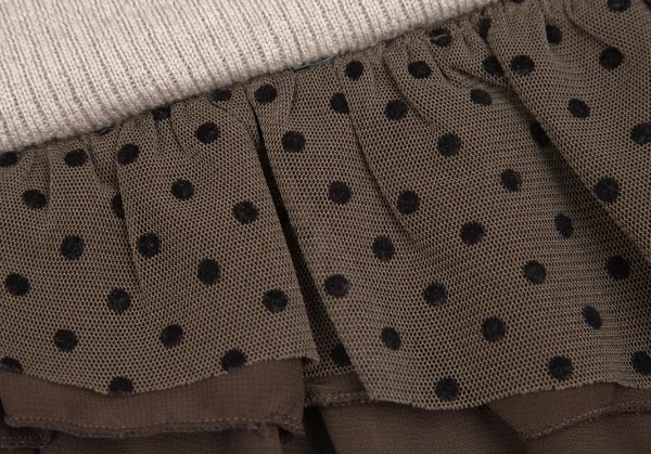 スナオクワハラsunao kuwahara ウール裾ドットフリルチュールレイヤードニットセーター ベージュM K-130975_009