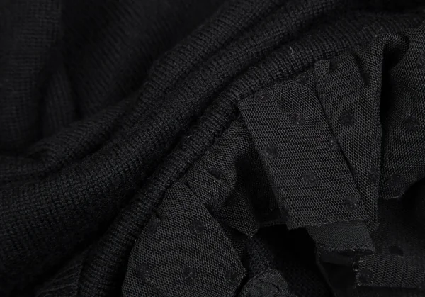 スナオクワハラsunao kuwahara ウール裾ドットフリルチュールレイヤードニットセーター 黒M K-130976_012