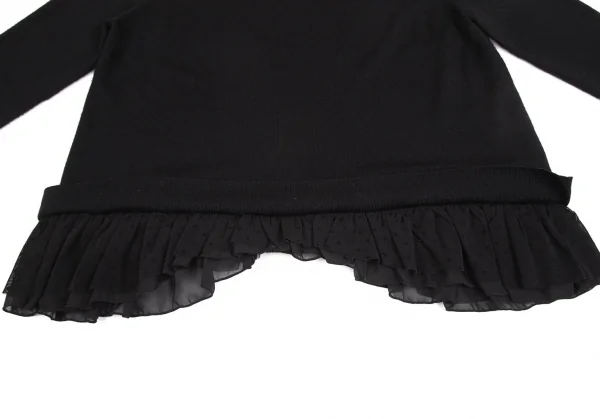 スナオクワハラsunao kuwahara ウール裾ドットフリルチュールレイヤードニットセーター 黒M K-130976_007