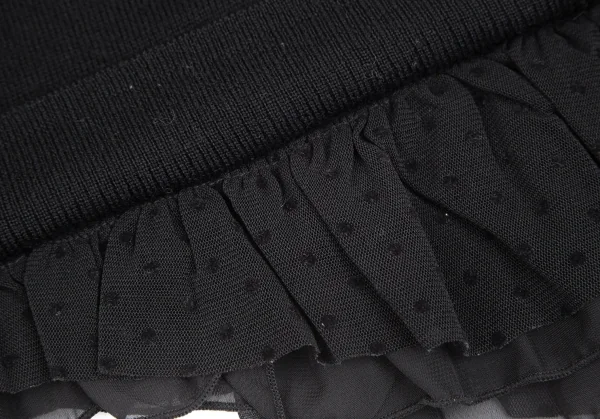 スナオクワハラsunao kuwahara ウール裾ドットフリルチュールレイヤードニットセーター 黒M K-130976_008