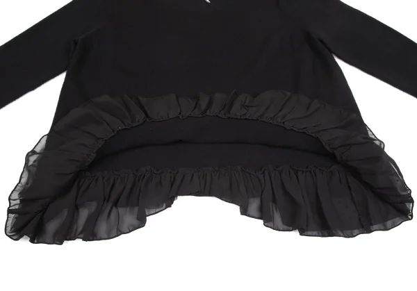 スナオクワハラsunao kuwahara ウール裾ドットフリルチュールレイヤードニットセーター 黒M K-130976_009