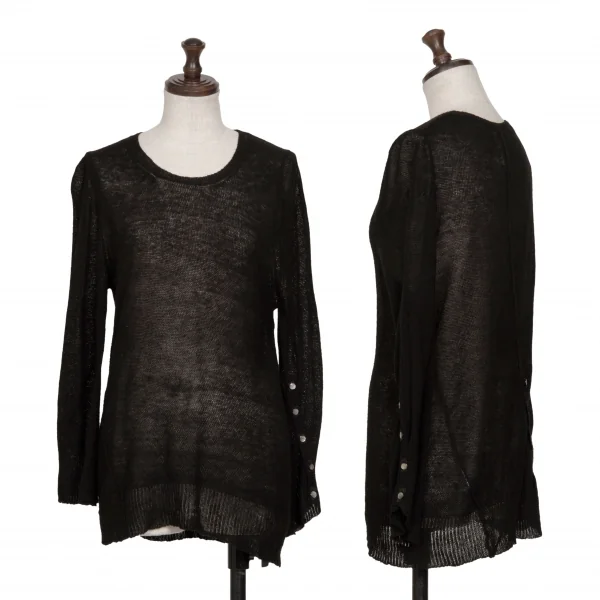 スナオクワハラsunao kuwahara コットンボタンデザインメッシュニットセーター 黒M K-130983_001