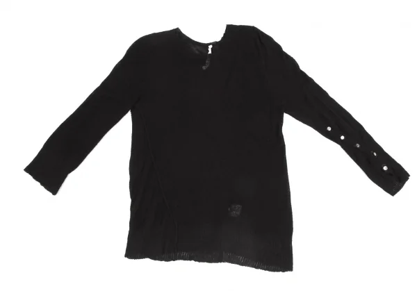 スナオクワハラsunao kuwahara コットンボタンデザインメッシュニットセーター 黒M K-130983_002