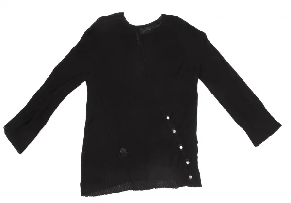 スナオクワハラsunao kuwahara コットンボタンデザインメッシュニットセーター 黒M K-130983_009