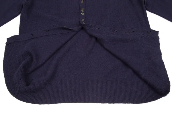 スナオクワハラsunao kuwahara カシミヤ混紡メニーボタンラウンドカラーニットカーディガン 紺M K-130993_010