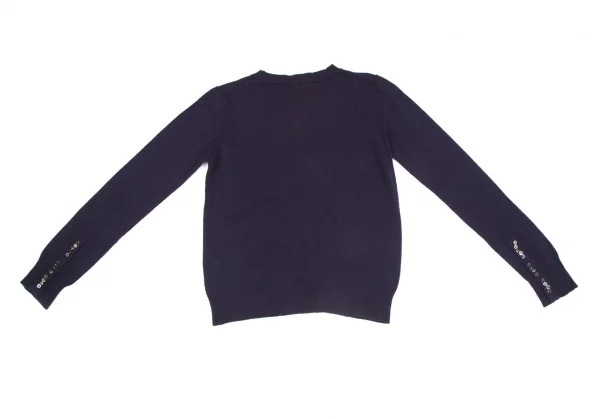 スナオクワハラsunao kuwahara カシミヤ混紡メニーボタンラウンドカラーニットカーディガン 紺M K-130993_011