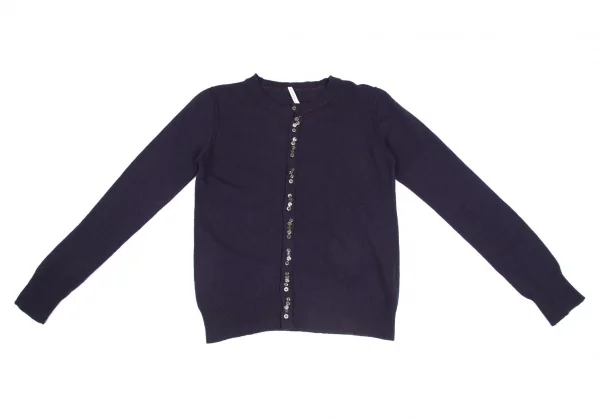 スナオクワハラsunao kuwahara カシミヤ混紡メニーボタンラウンドカラーニットカーディガン 紺M K-130993_002