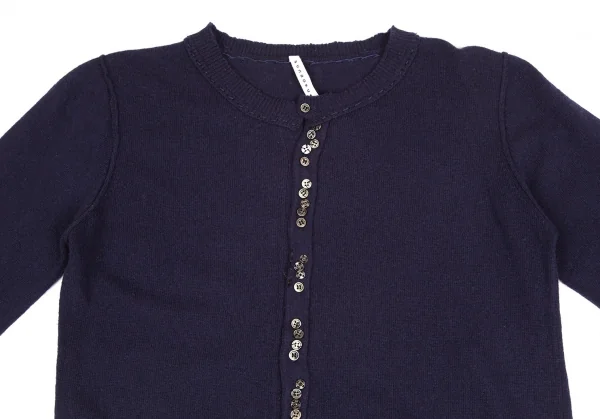 スナオクワハラsunao kuwahara カシミヤ混紡メニーボタンラウンドカラーニットカーディガン 紺M K-130993_003
