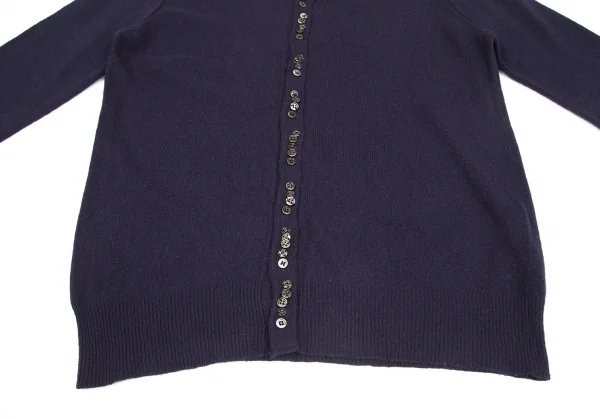 スナオクワハラsunao kuwahara カシミヤ混紡メニーボタンラウンドカラーニットカーディガン 紺M K-130993_008