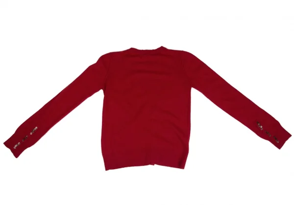 スナオクワハラsunao kuwahara ウールカシミヤ混ランダムボタンニットカーディガン 赤M K-131031_010