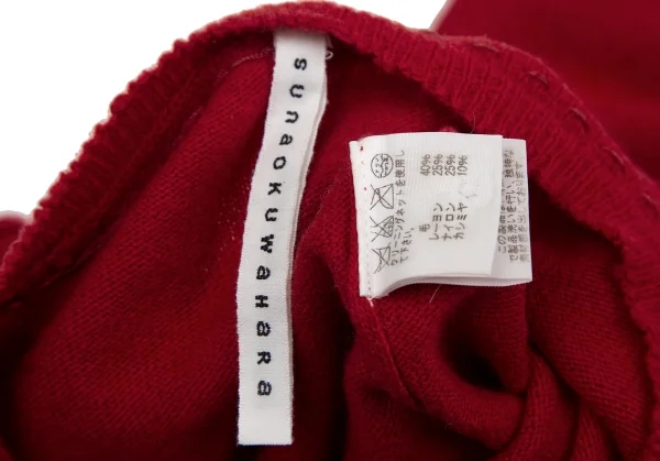 スナオクワハラsunao kuwahara ウールカシミヤ混ランダムボタンニットカーディガン 赤M K-131031_013