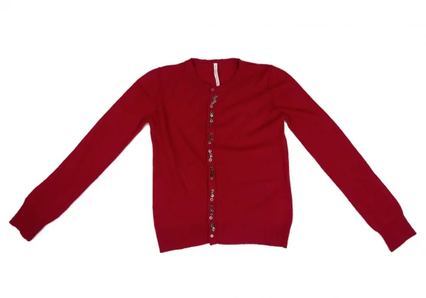 スナオクワハラsunao kuwahara ウールカシミヤ混ランダムボタンニットカーディガン 赤M K-131031_002