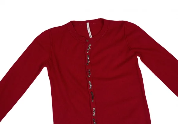 スナオクワハラsunao kuwahara ウールカシミヤ混ランダムボタンニットカーディガン 赤M K-131031_003