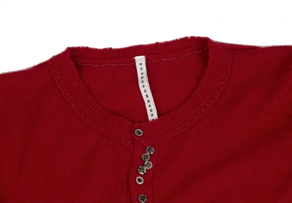 スナオクワハラsunao kuwahara ウールカシミヤ混ランダムボタンニットカーディガン 赤M K-131031_004