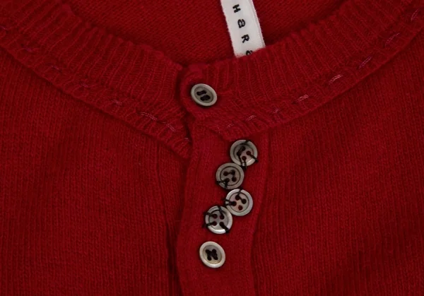 スナオクワハラsunao kuwahara ウールカシミヤ混ランダムボタンニットカーディガン 赤M K-131031_005