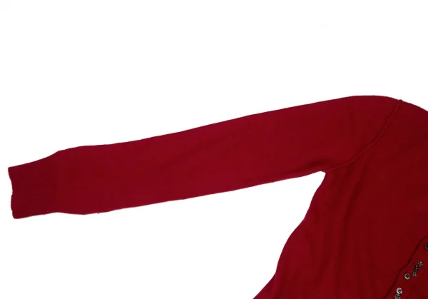 スナオクワハラsunao kuwahara ウールカシミヤ混ランダムボタンニットカーディガン 赤M K-131031_006