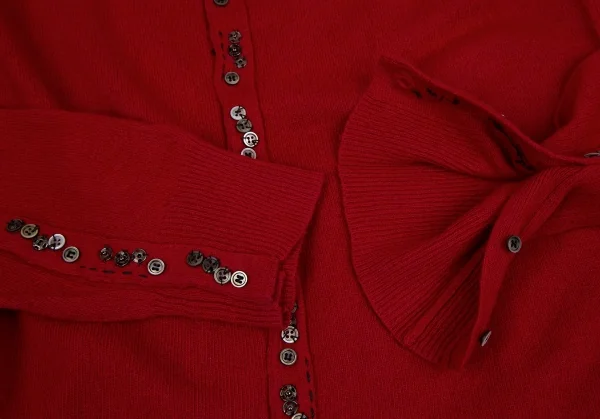 スナオクワハラsunao kuwahara ウールカシミヤ混ランダムボタンニットカーディガン 赤M K-131031_007
