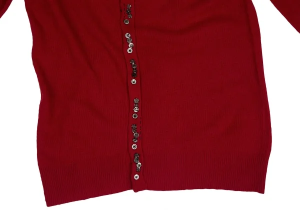 スナオクワハラsunao kuwahara ウールカシミヤ混ランダムボタンニットカーディガン 赤M K-131031_008