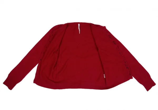 スナオクワハラsunao kuwahara ウールカシミヤ混ランダムボタンニットカーディガン 赤M K-131031_009