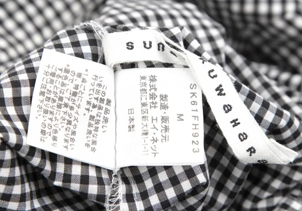 スナオクワハラsunao kuwahara コットンギンガムチェックノースリーブシャツワンピース 白黒M K-131037_016
