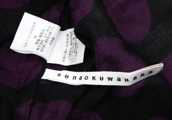 スナオクワハラsunao kuwahara コットンドット袖フリル半袖チュニック 黒紫M K-131039_012