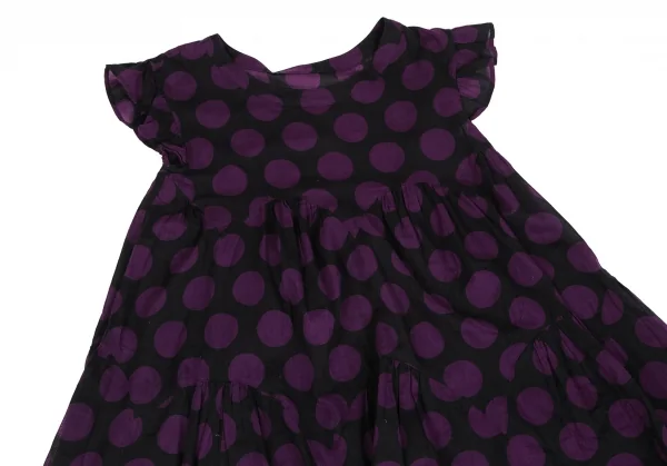 スナオクワハラsunao kuwahara コットンドット袖フリル半袖チュニック 黒紫M K-131039_003