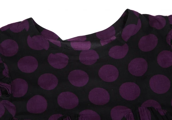 スナオクワハラsunao kuwahara コットンドット袖フリル半袖チュニック 黒紫M K-131039_004