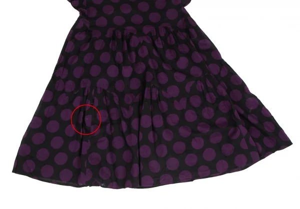 スナオクワハラsunao kuwahara コットンドット袖フリル半袖チュニック 黒紫M K-131039_006