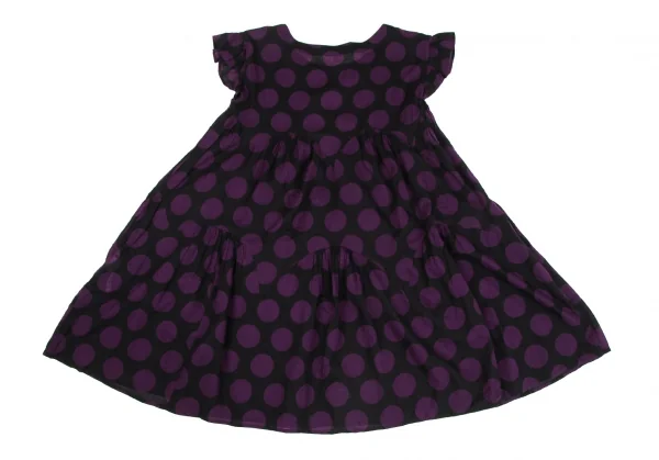 スナオクワハラsunao kuwahara コットンドット袖フリル半袖チュニック 黒紫M K-131039_009